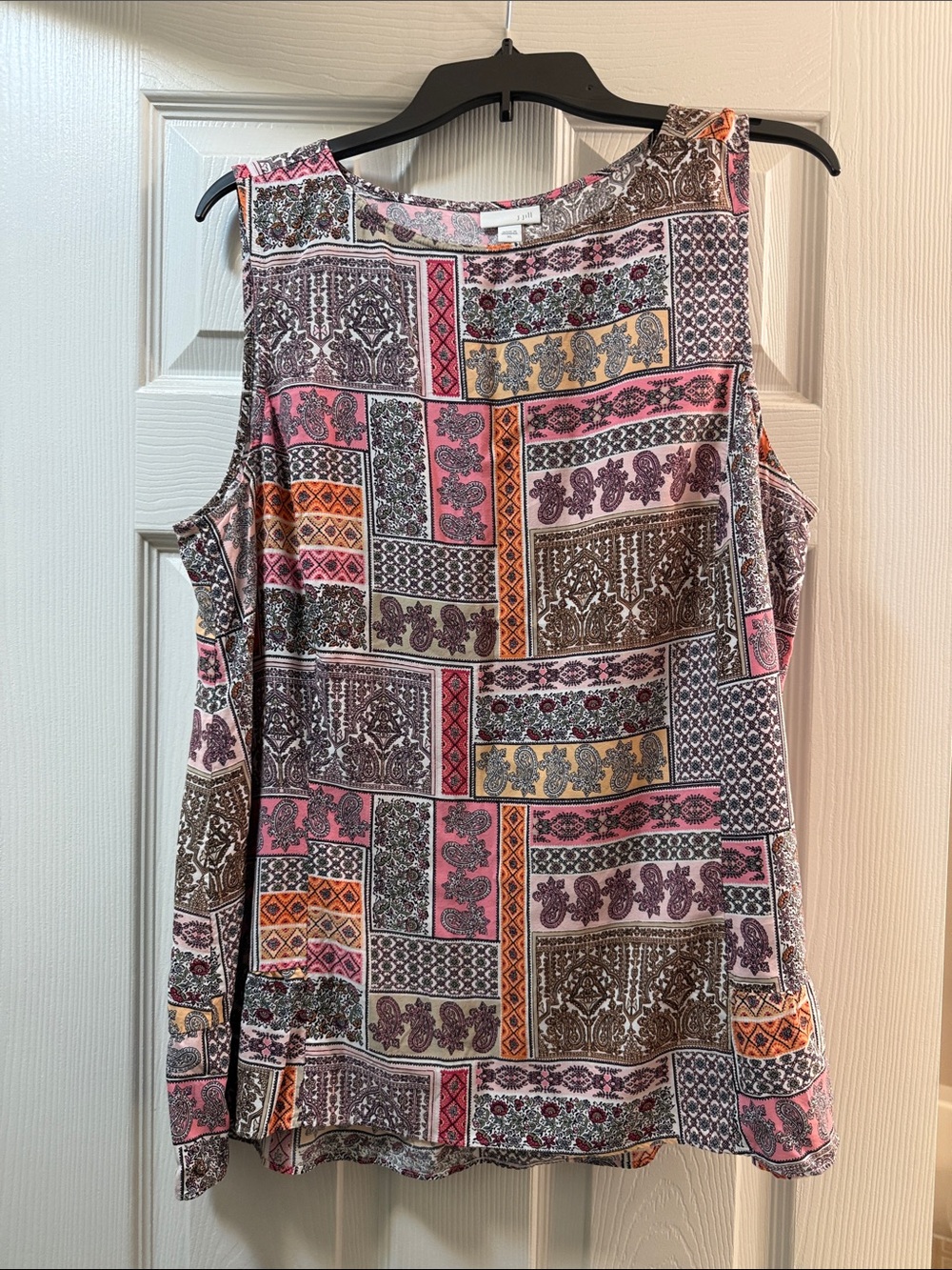 J. Jill Pink Orange Patchwork Paisley Print Sleeveless Tank / XL
